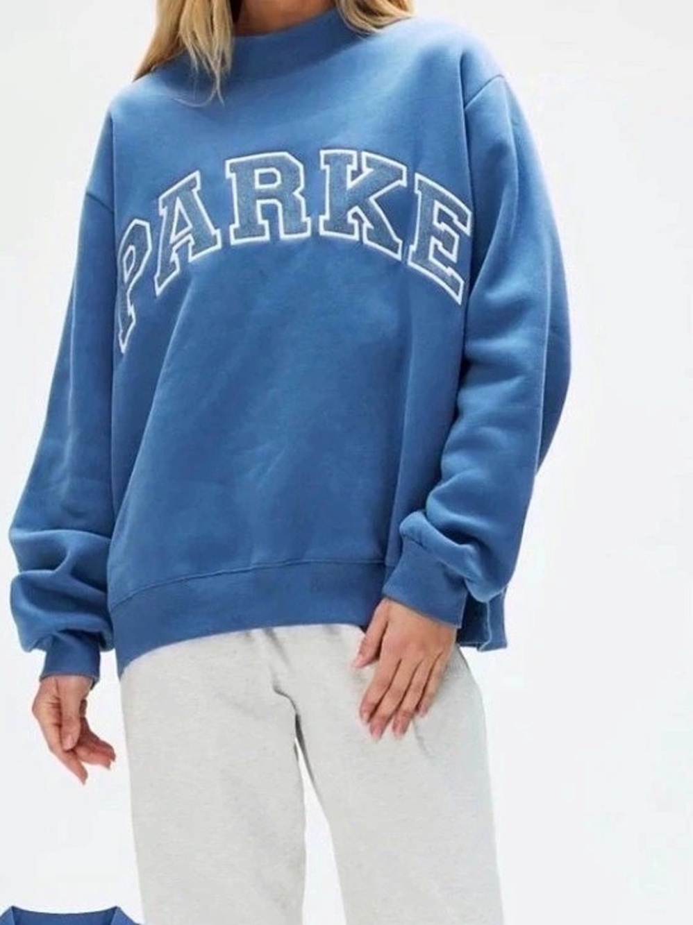 PARKE Varsity Mockneck Blue Denium Sweatshirt